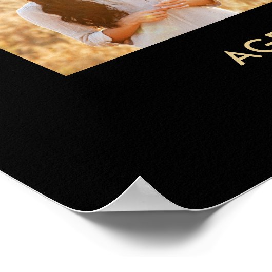 ハッピーバースデーフォトコラージュモダンブラックと金ゴールド ポスター (角)