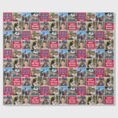 ハッピーバースデーフォトコラージュAny Age Navy Crimson ラッピングペーパー (フラット)