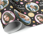 ハッピーバースデーフォトコラージュAny Age Pink 25th ラッピングペーパー (ロールコーナー)