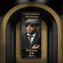 ハッピーバースデーフォトパーティーイベント金ゴールドブラックカスタム