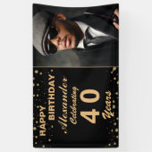 ハッピーバースデーフォトパーティーイベント金ゴールドブラックカスタム 横断幕 (縦)