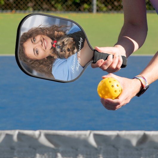 ハッピーバースデーフォトファミリーのパーソナライズ ピックルボールラケット (インサイチュ)