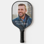 ハッピーバースデーフォトファミリーパパ父カスタム ピックルボールラケット (正面)