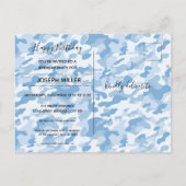 ハッピーバースデーフォトブルー迷彩柄-誕生日はがき インビテーションポストカード (裏面)