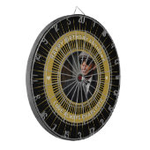 ハッピーバースデーフォト金ゴールドブラックモダンカスタム ダーツボード (正面左)