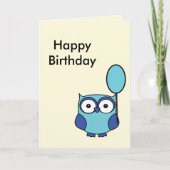 ハッピーバースデーフクロウブルーアンドアクア カード (正面)