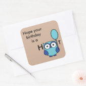 ハッピーバースデーフクロウブルー&アクア スクエアシール (封筒)