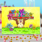 ハッピーバースデーフクロウ挨拶 サンキューカード