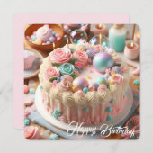 ハッピーバースデーフラットカード(リトルプリンセス) (正面/裏面)