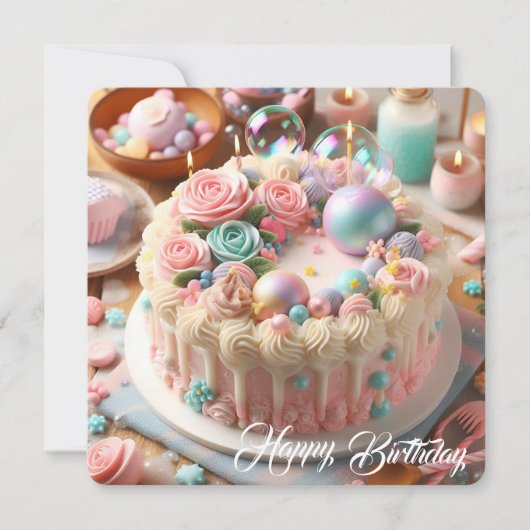 ハッピーバースデーフラットカード(リトルプリンセス) (正面)