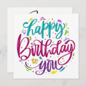 ハッピーバースデーフラットカード 招待状 (正面/裏面)