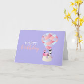 ハッピーバースデーフラミンゴゼブラホットエアバルーン カード (黄色い花)