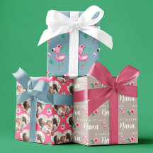 ハッピーバースデーフラミンゴラッピング紙シート