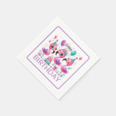 ハッピーバースデーフラミンゴ スタンダードカクテルナプキン (角)