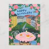 ハッピーバースデーフラワーズテラスティータイムパリ ポストカード (正面)