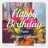 ハッピーバースデーフラワーズPM0001 スクエアシール (正面)