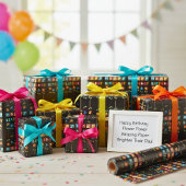 ハッピーバースデーフラワーパワーラッピング紙 ラッピングペーパーシート