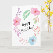 ハッピーバースデーフラワーフローラカスタムデザインかわいらし カード (黄色い花)