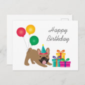 ハッピーバースデーフランスのブルドッグカラフル ポストカード (正面/裏面)