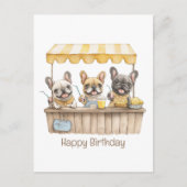 ハッピーバースデーフランスのブルドッグズレモネードスタンド ポストカード (正面)