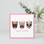 ハッピーバースデーフランスのブルドッグパーティーハットピンク (スタンド正面)