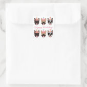 ハッピーバースデーフランスのブルドッグパーティーハットピンク スクエアシール (バッグ)