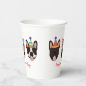 ハッピーバースデーフランスのブルドッグパーティー帽子レッド 紙コップ (右)