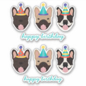 ハッピーバースデーフランスのブルドッグパーティー帽子 シール (正面)