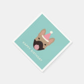 ハッピーバースデーフランスのブルドッグパーティー帽子 スタンダードカクテルナプキン (角)