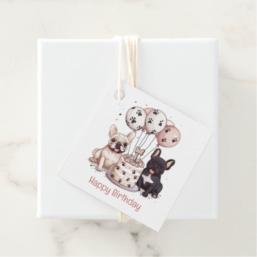 ハッピーバースデーフランスのブルドッグパーティー帽子 フェイバータグ (インサイチュ)