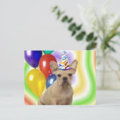 ハッピーバースデーフランスのブルドッグ葉書 ポストカード (スタンド正面)