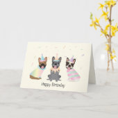 ハッピーバースデーフランスのブルドッグ カード (黄色い花)