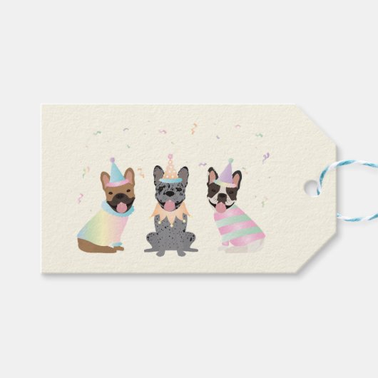 ハッピーバースデーフランスのブルドッグ ギフトタグ (正面(横))