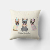 ハッピーバースデーフランスのブルドッグ クッション (裏面)