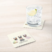 ハッピーバースデーフランスのブルドッグ ペーパーコースター (インサイチュ)