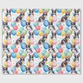 ハッピーバースデーフランスのブルドッグ ラッピングペーパー (フラット)