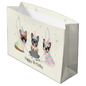 ハッピーバースデーフランスのブルドッグ ラージペーパーバッグ (裏面アングル)