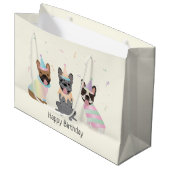 ハッピーバースデーフランスのブルドッグ ラージペーパーバッグ (正面アングル)