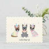 ハッピーバースデーフランスのブルドッグ 招待状 (スタンド正面)