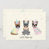 ハッピーバースデーフランスのブルドッグ 招待状 (正面/裏面)