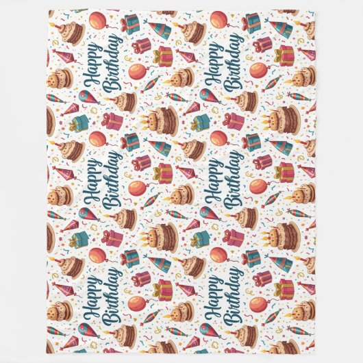 ハッピーバースデーフリースブランケットとバルーン フリースブランケット (正面)