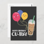 ハッピーバースデーフレンドかわいいバブルティーお祝い ポストカード (正面/裏面)