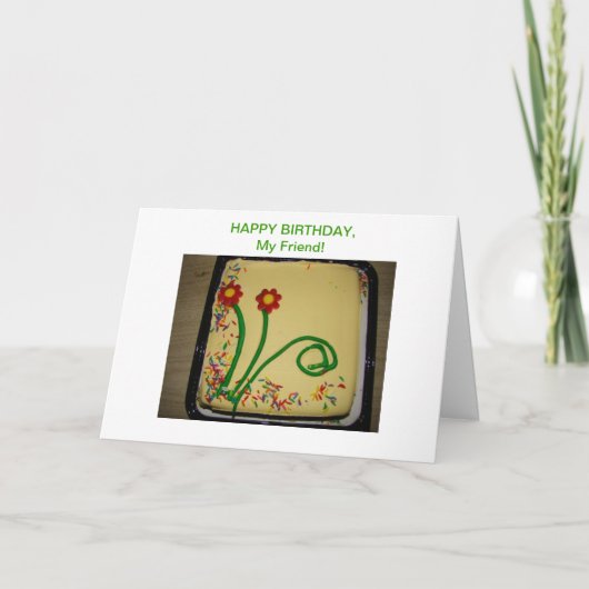 ハッピーバースデーフレンドイエローケーキ カード (正面)