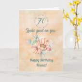 ハッピーバースデーフレンドウォーターカラーサボテン カード (黄色い花)