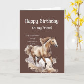 ハッピーバースデーフレンドライドホース引用文 カード (黄色い花)