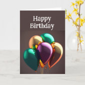 ハッピーバースデーフレンドMetalicバルーン カード (黄色い花)