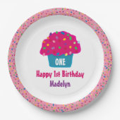 ハッピーバースデーフロストカップケーキレインボーブラウンズ ペーパープレート (正面)