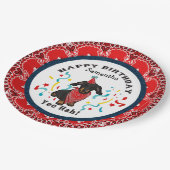 ハッピーバースデーフロムユアダクシュンドドッグレッドバンダナ ペーパープレート (アングル)