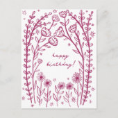 ハッピーバースデーフローラお洒落スケッチドードル ポストカード (正面)