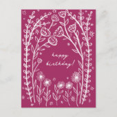 ハッピーバースデーフローラお洒落スケッチドードル ポストカード (正面)